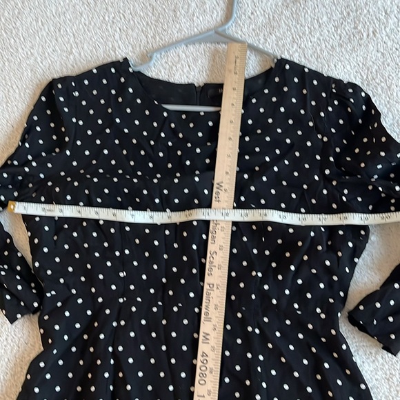 Forever 21 polka dot dress black white 3/4 sleeves lace hem detail M|L - Picture 9 of 11